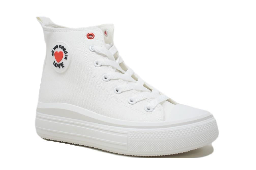 Zapatillas de lona W0308 en blanco para mujer
