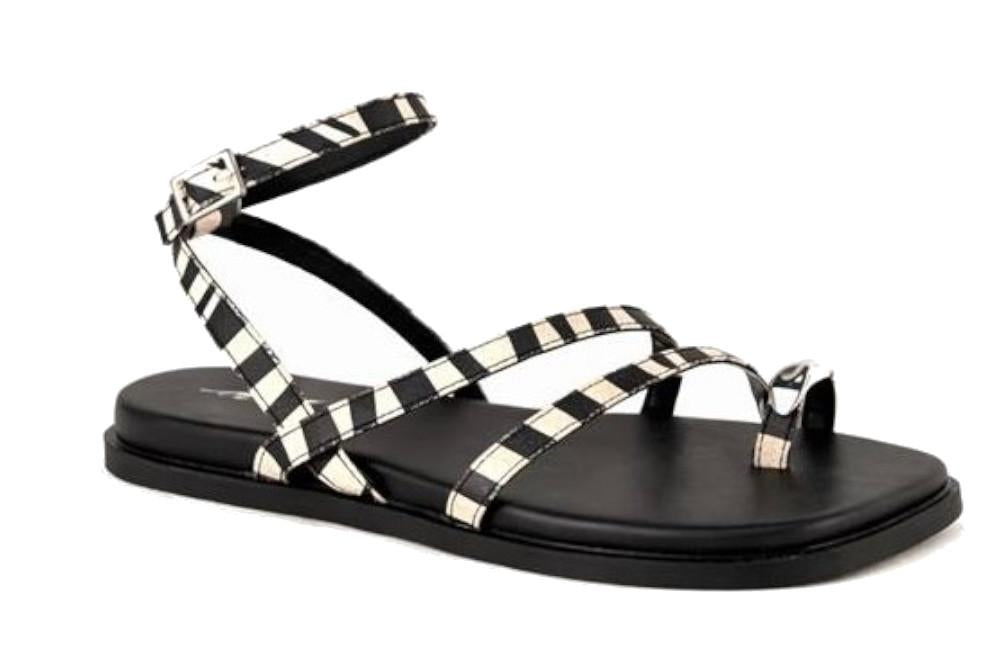 Sandalias Planas Mujer Isteria 1166 Animal Print | Sandalias de Tiras con Detalle Plateado