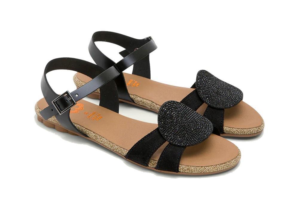 Sandalias planas Porronet Angela 3002 en negro para mujer