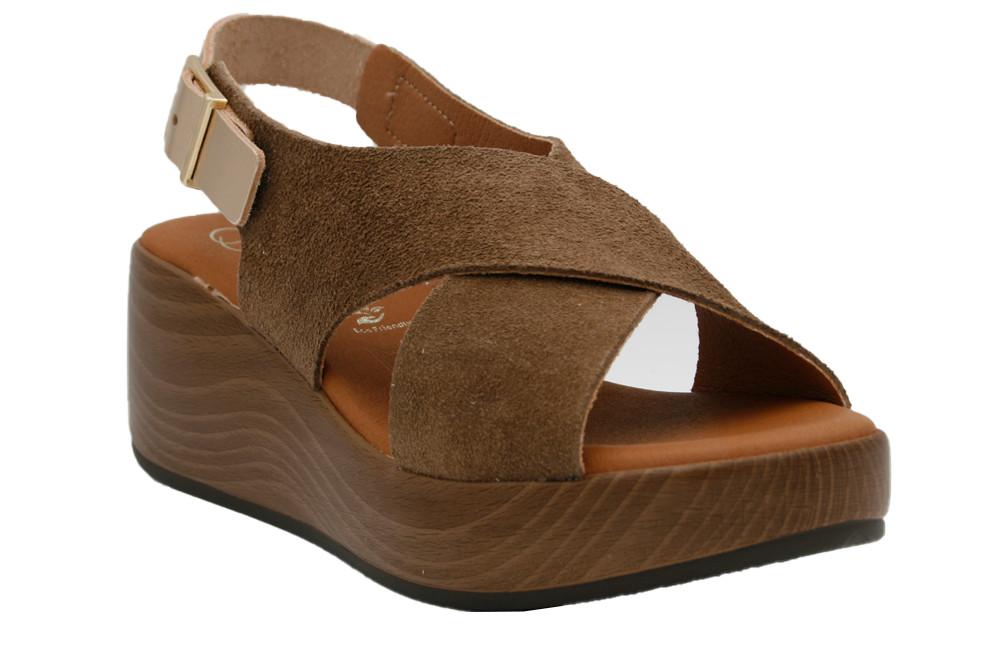 Sandalias con cuñas Oh! My Sandals 6039 Lodo para mujer de piel