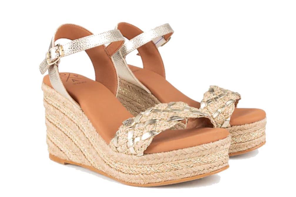 Sandalias con cuña Popa Bandon en oro para mujer