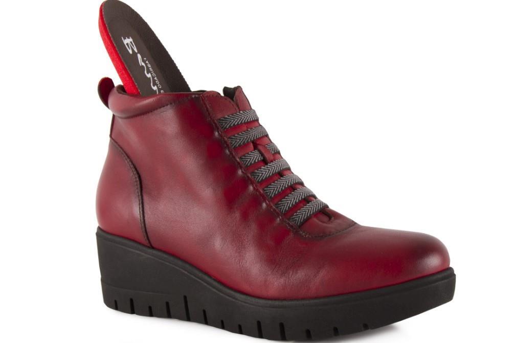 Botines con cuña Chamby 1906 en rojo para mujer