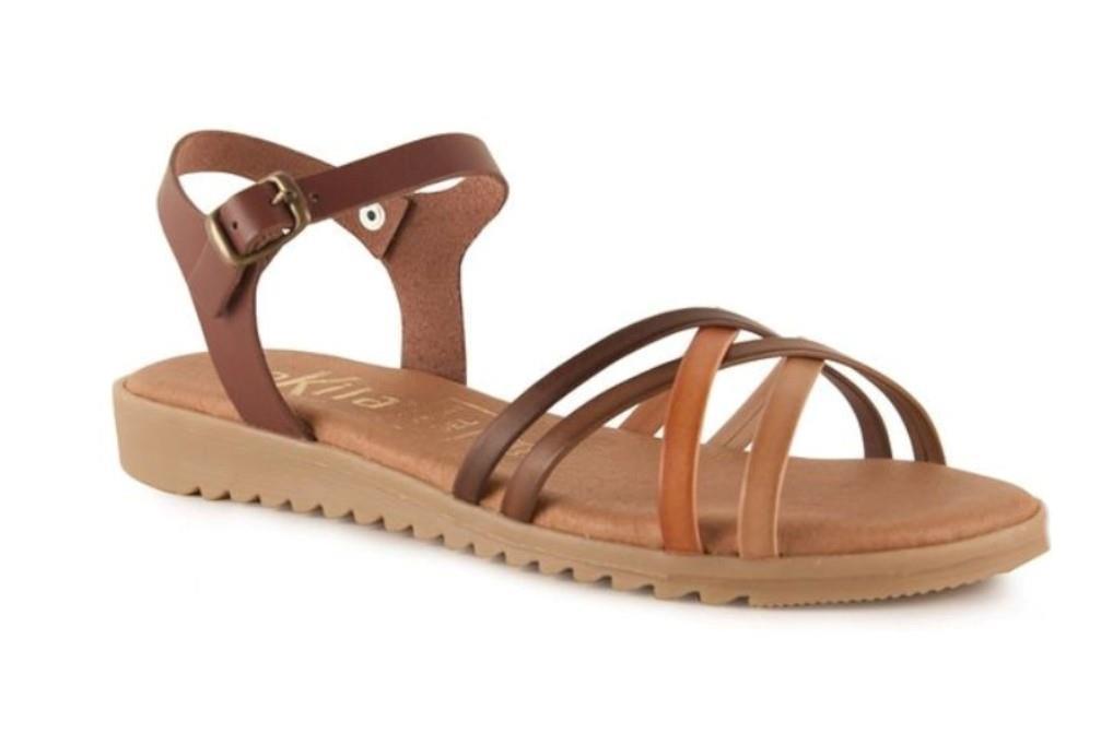 Sandalias planas Tekila 13152 en cuero para mujer