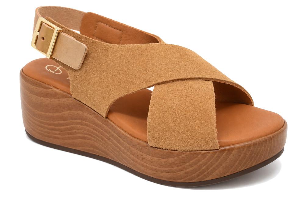 Sandalias con cuñas Oh! My Sandals 6039 Muscade para mujer de piel