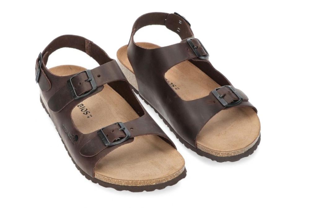 Sandalias Interbios 9567 Moka para Hombre | Sandalias de Piel con Hebillas y Plantilla Acolchada
