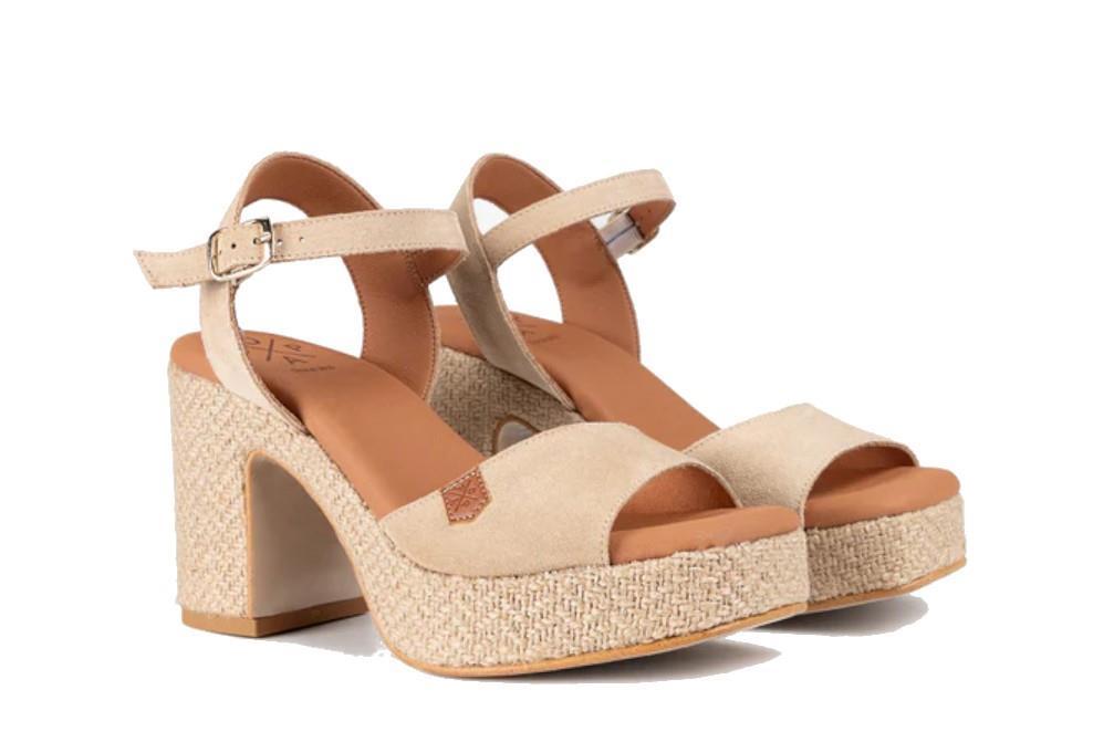 Sandalia con tacón Popa Marsella en beige para mujer