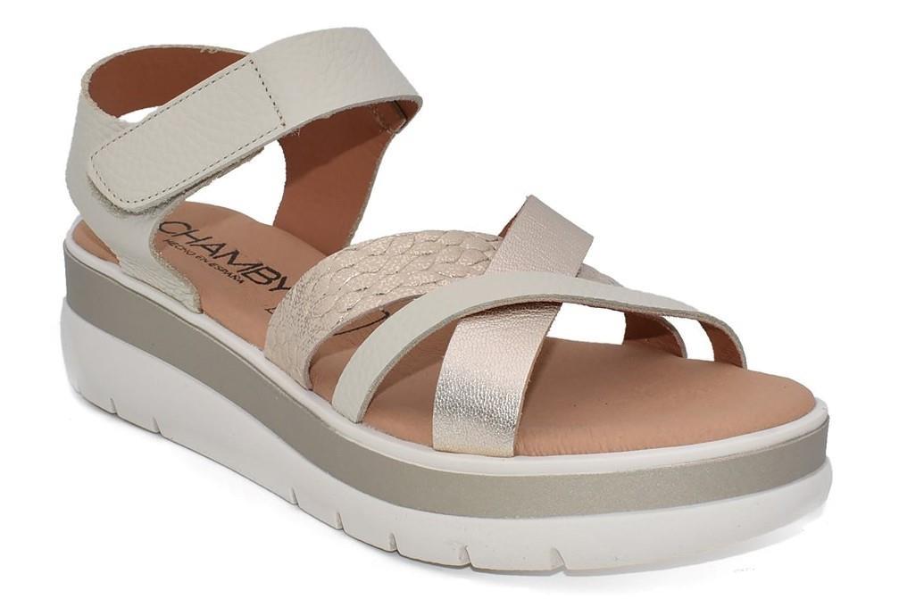 Sandalias con cuña Chamby 912 en beige para mujer