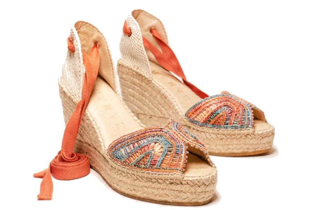 Alpargatas con cuña Alhamas Lirio en naranja para mujer