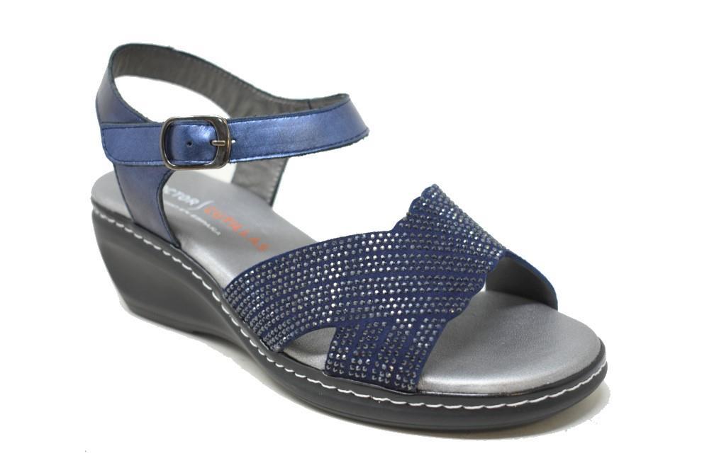 Sandalia de cuña Doctor Cutillas 32160 en azul marino para mujer