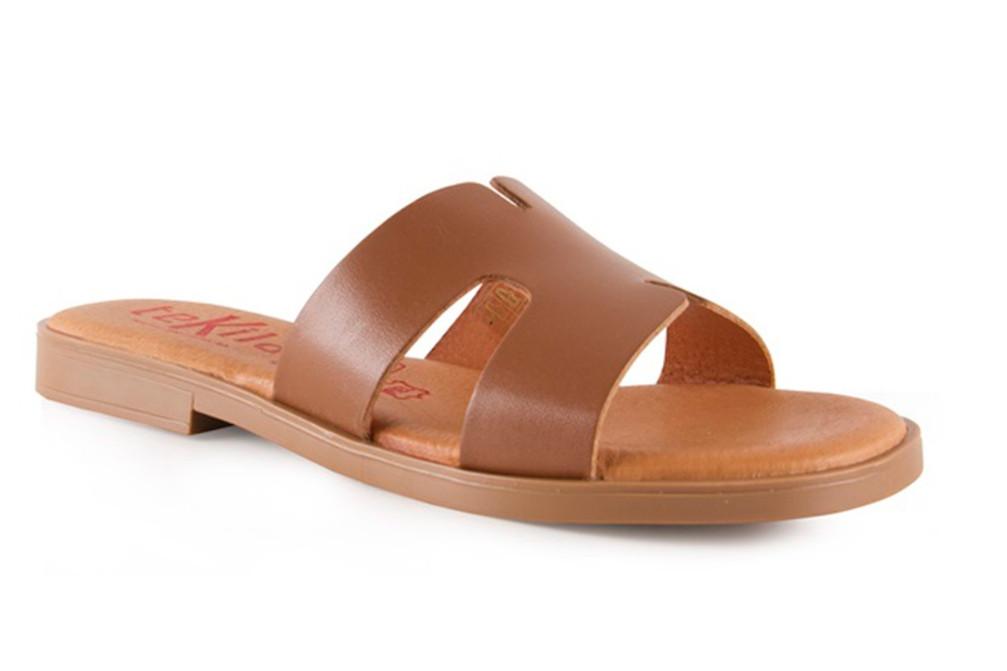 Sandalias de Pala Tekila 141 Metalizada color cuero Mujer | Piel, Plantilla Gel y Máximo Confort