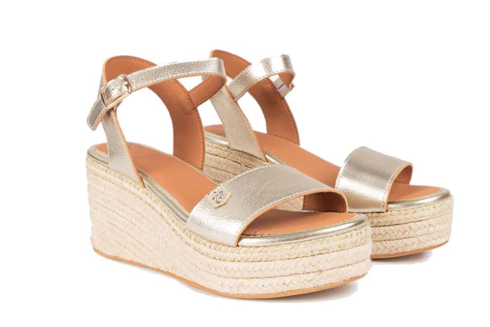 Sandalias con cuña Popa Arambol Laminado en oro para mujer