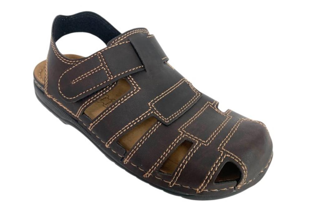 Sandalia cómoda Inblu 3522 Marrón Tipo Cangrejera con Cierre Ajustable para hombre