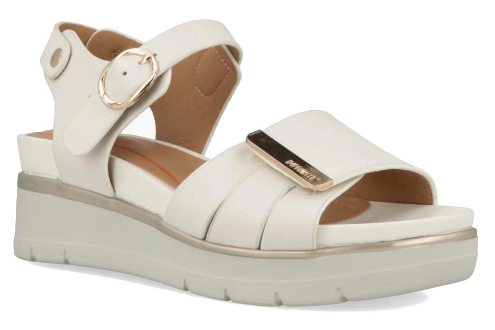 Sandalias de cuña baja Impronte Agata IL61571A para mujer en blanco roto