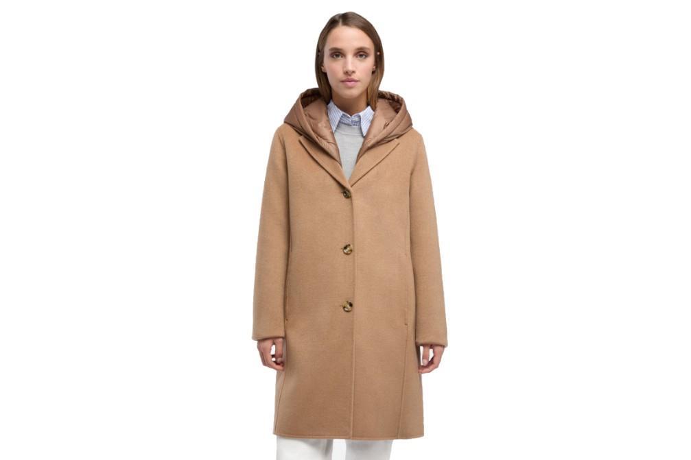 Abrigo de paño Geox Rawelle W5615D en color camel
