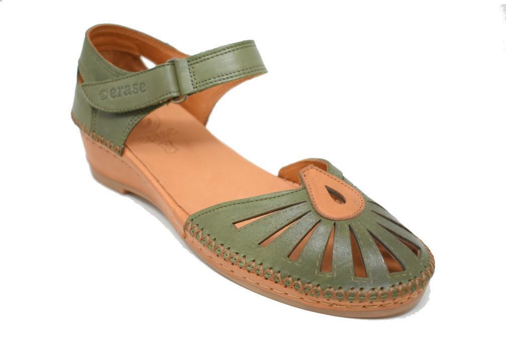 Sandalias semi-cerradas Erase 383-178 en oliva para mujer