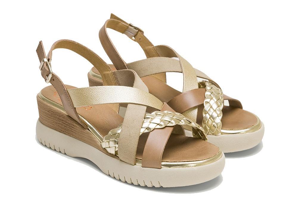 Sandalias con cuña Porronet Bárbara en taupe para mujer