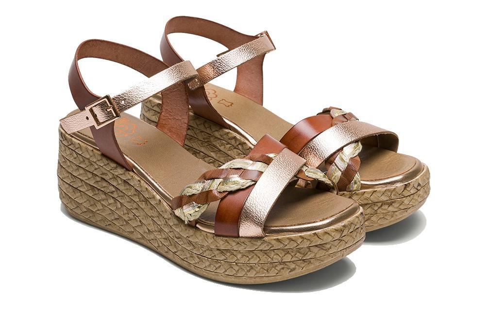 Sandalias con cuña Porronet Diana 3165 en cuero para mujer