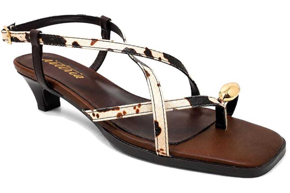 Sandalia de tacón bajo ISTERIA 1094 animal print para mujer | Sandalias de dedo