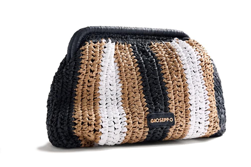 Bolso de Mano Gioseppo Matunda 78138 negro Trenzado con Rayas y Asa Extraíble