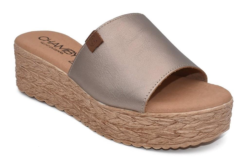 Zuecos con plataforma Chamby 322 en platino para mujer