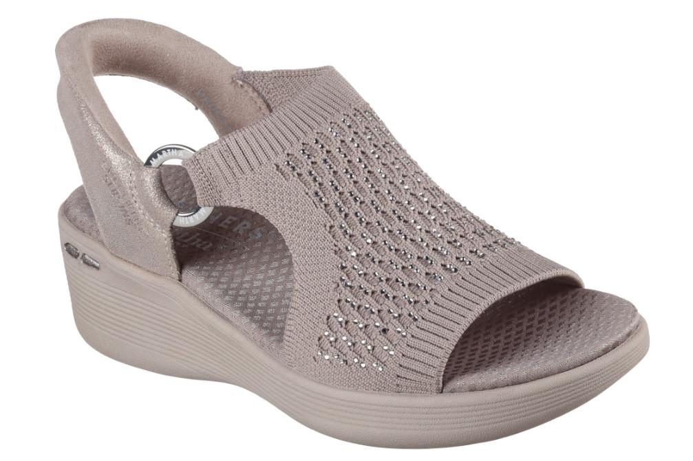 Sandalias deportivas con cuña elásticas Mujer Skechers Slip-Ins Pier-Lite Park Path Martha Stewart 188001 Taupe