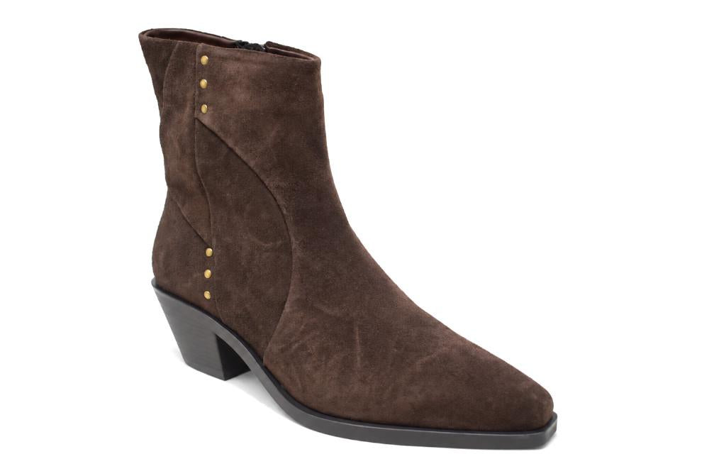 Botines de ante marrón oscuro estilo western Regarde le Ciel Helly-01 para mujer