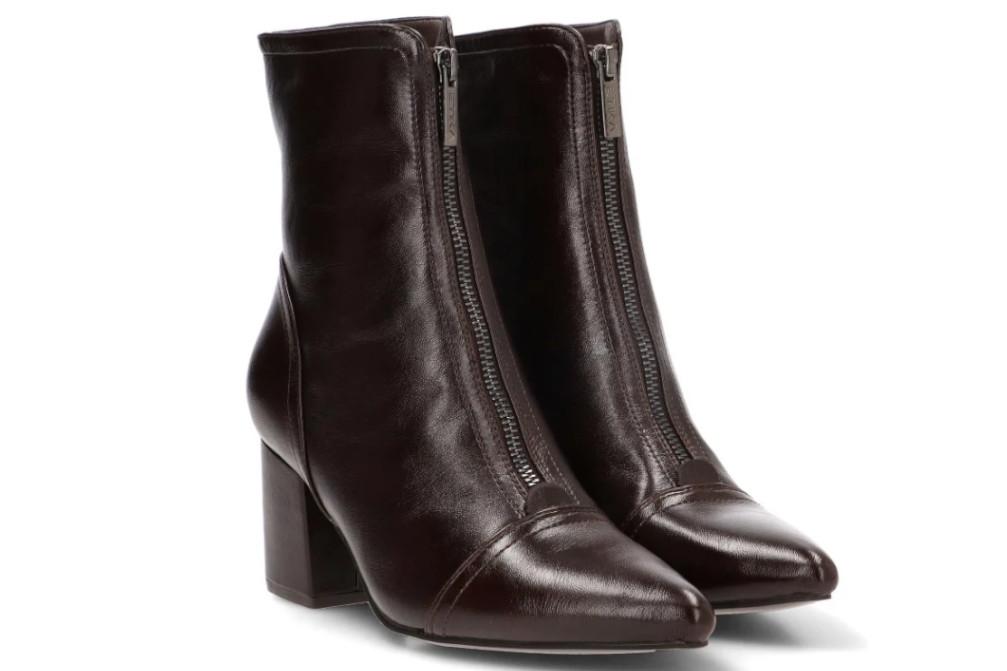Botines de tacón Etika Hanna 32022 marrones con cremallera delantera