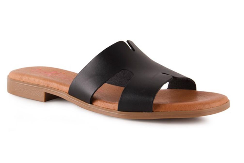 Sandalias plana de Pala Tekila 140 negro Mujer | Piel Natural, Plantilla Gel y Máximo Confort