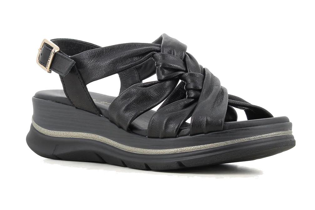 Sandalia Mujer Paula Urban Sunset 35-2051 Negra con Plataforma Baja y Plantilla Gel