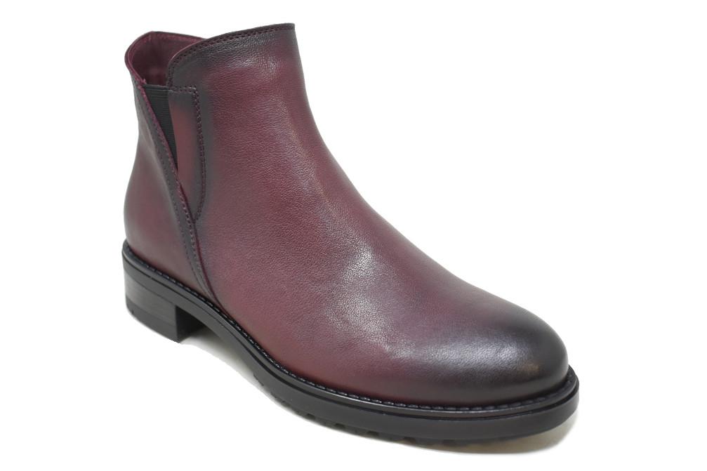 Botines planos cómodos Paula Urban 9-1167 Pull en burdeos