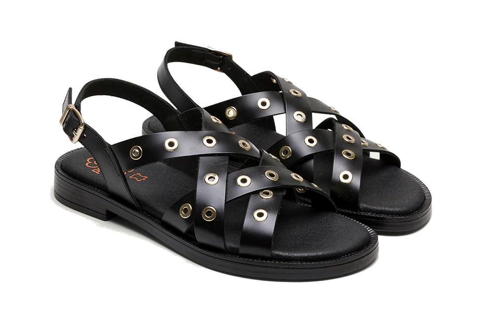 Sandalias planas Porronet Mónica 3125 en negro