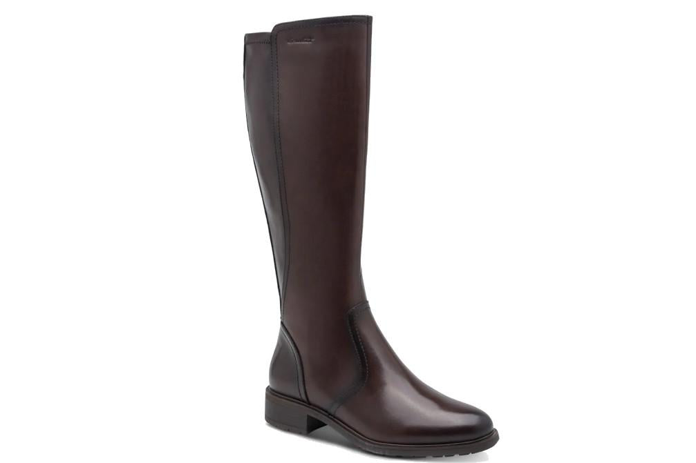 Botas altas Tamaris 25534 para mujer en marrón de piel de tacón bajo