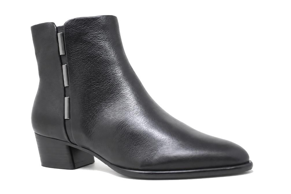 Botines de piel negros con tacón bajo Regarde le Ciel Lori-02 para mujer