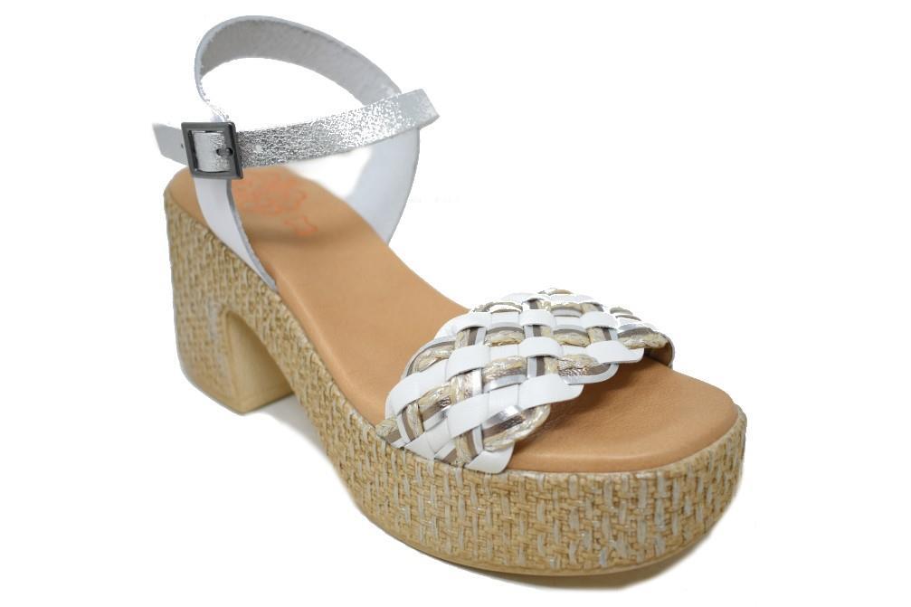 Sandalias con tacón Porronet 3175 en blanco para mujer