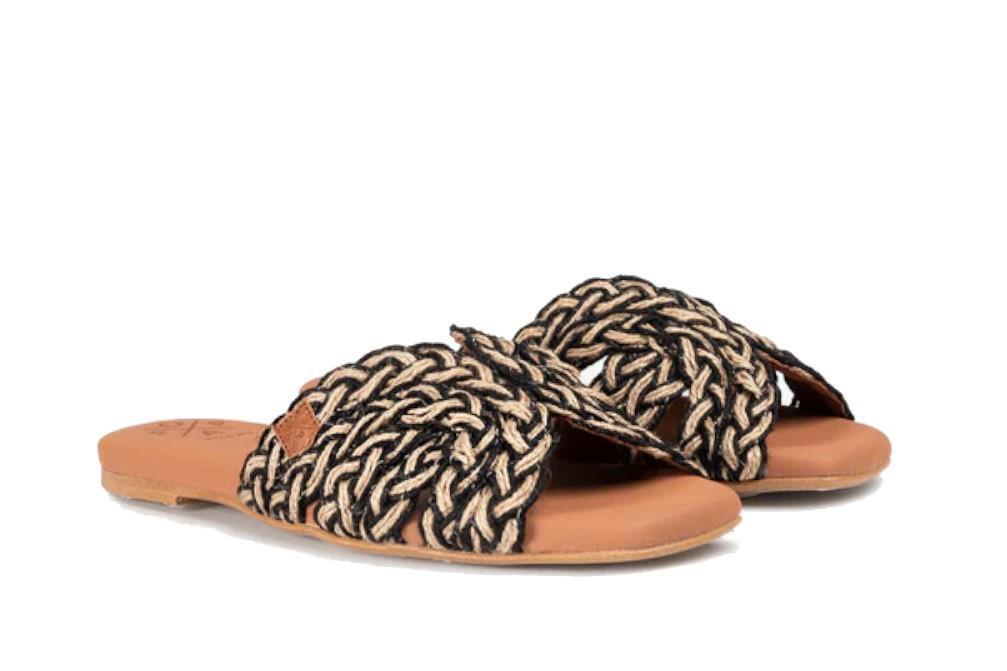 Sandalias planas Popa Durban para mujer en negro