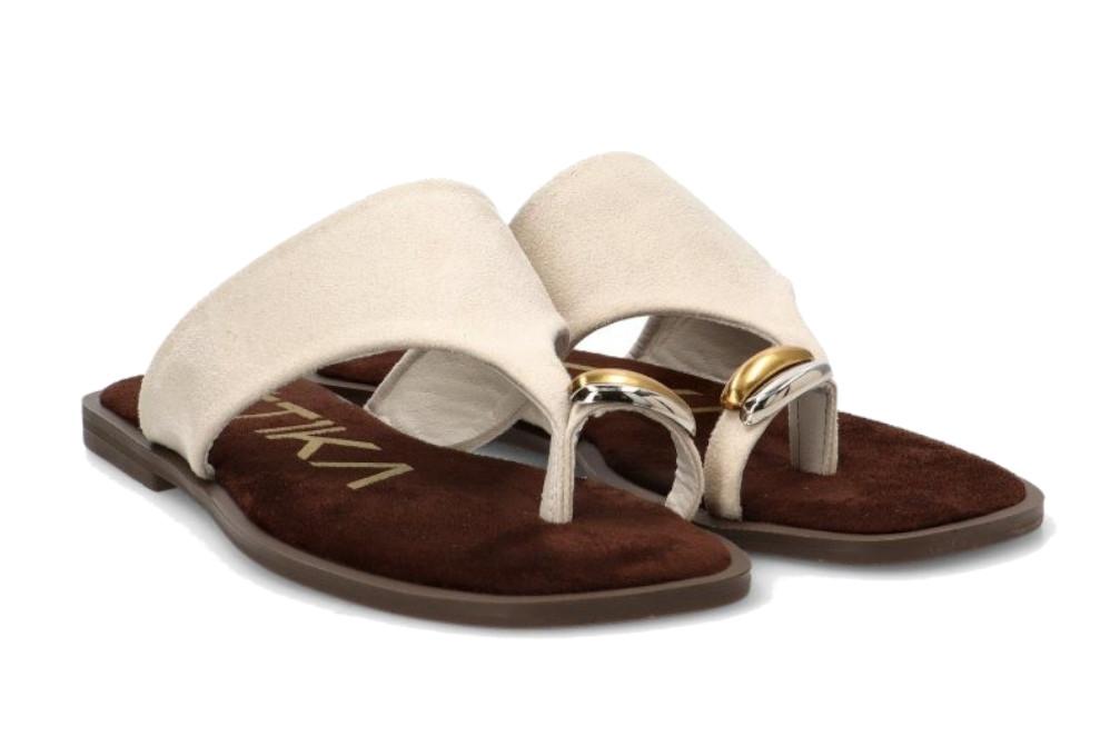 Sandalias planas de de dedo ETIKA 10172 para mujer en hielo