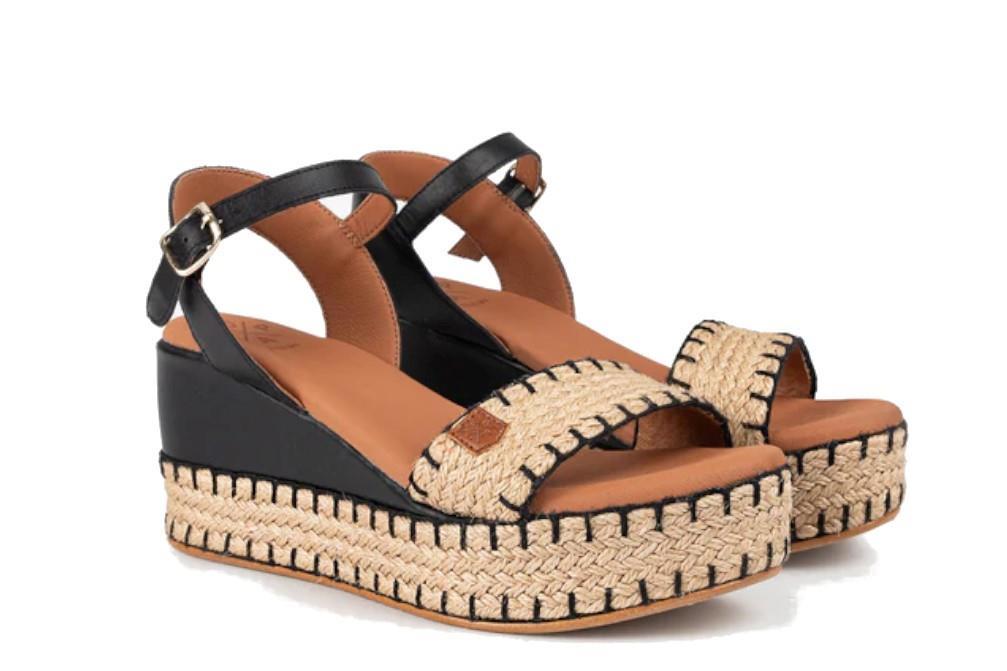 Sandalias con cuña Popa Arambol Galeria en negro para mujer
