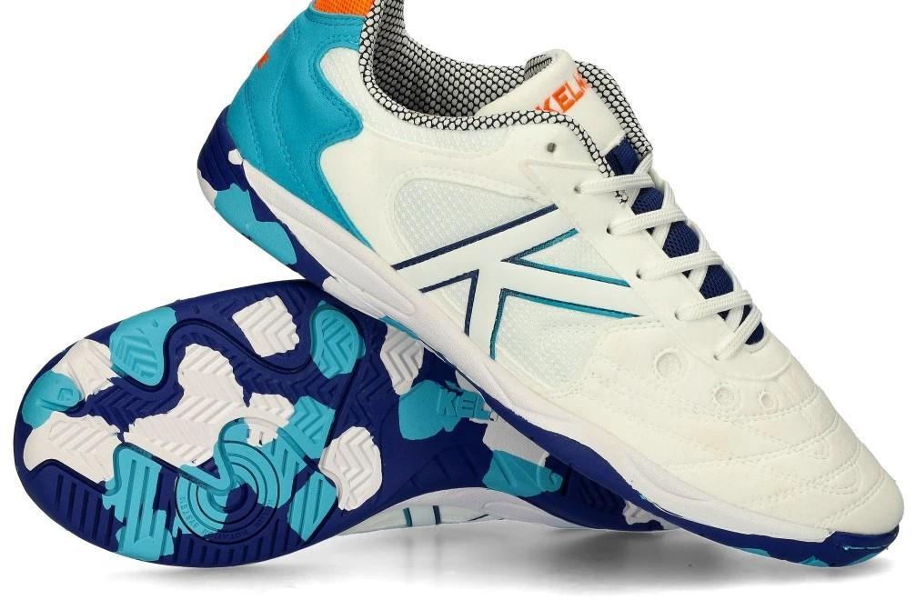 Zapatilla Fútbol Sala Kelme Copa 55257 en blanco aquua para hombre