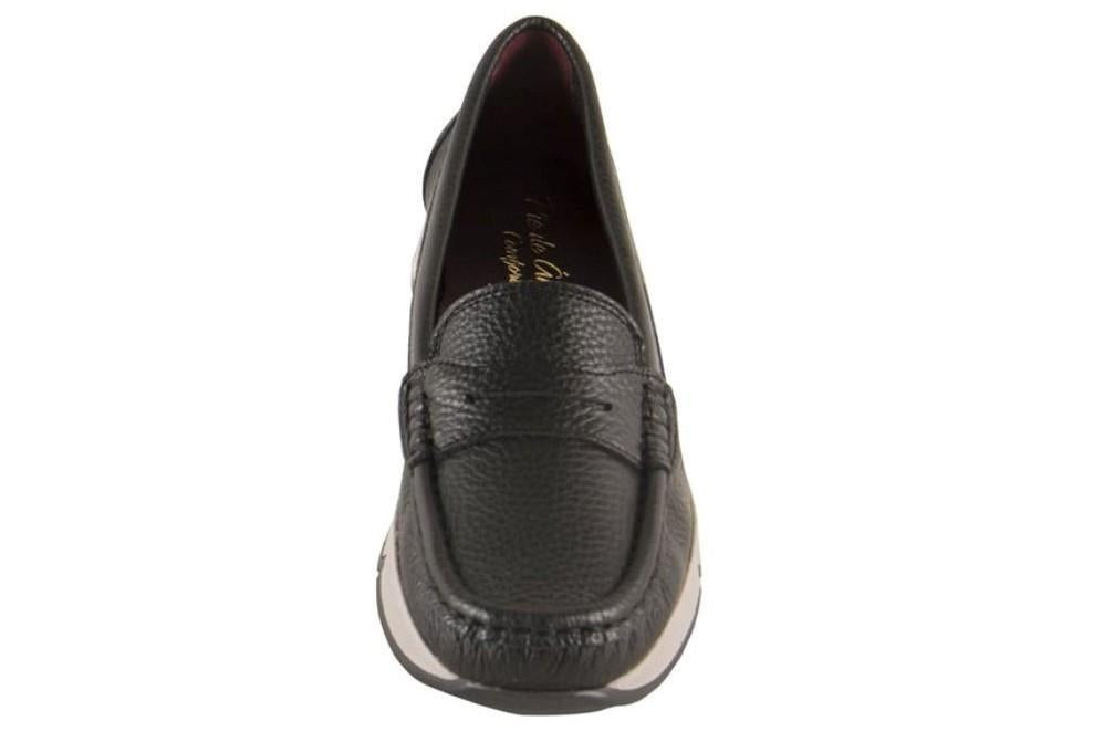 MOCASÍN DE PIEL 20326 PIE DE ÁNGEL en negro para mujer