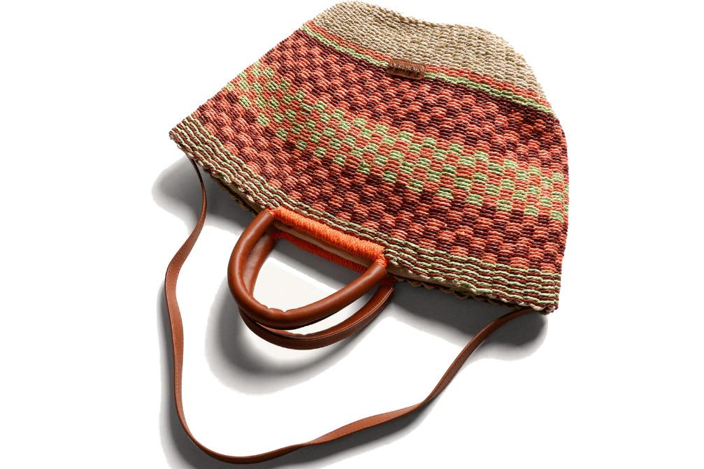 Bolso Capazo Gioseppo Pangani 78142 coral Efecto Rafia con Estampado Multicolor