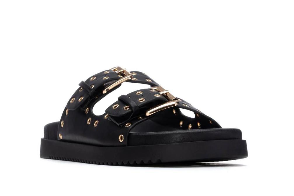 Sandalias planas XTI 145083 negras para mujer | Sandalias bio cómodas y modernas