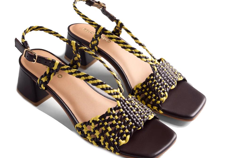 Sandalias de tacón medio de piel trenzada Gioseppo Borongan 79233 amarillo – cómodas y elegantes