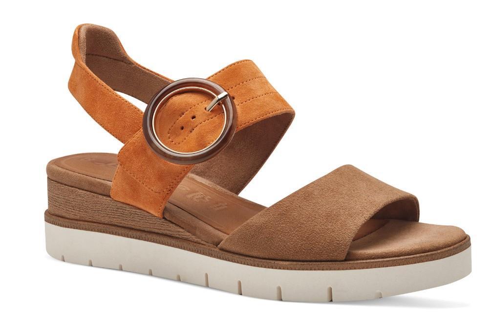 Sandalias con cuña Tamaris 28206 en camel para mujer