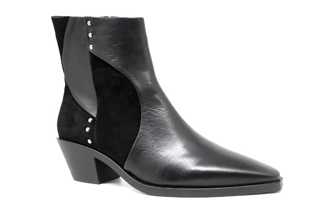 Botines de ante negros estilo western Regarde le Ciel Helly-01 para mujer