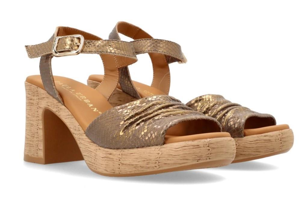 Sandalias con tacón Paula Urban 32-743 en bronce para mujer