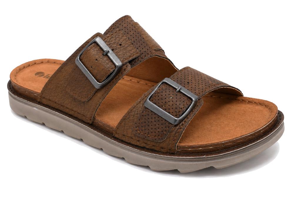 Sandalia cómodas Inblu BU000019 Tipo Chancla con Planta de Piel y Hebillas Ajustables para hombre
