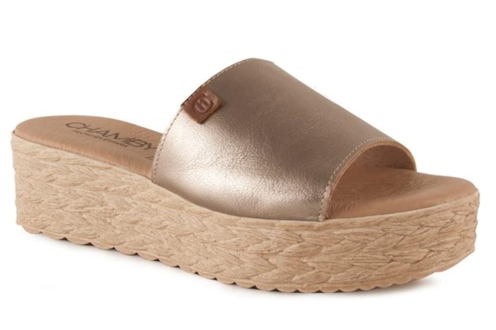 Sandalias con plataforma Chamby 322 en platino para mujer