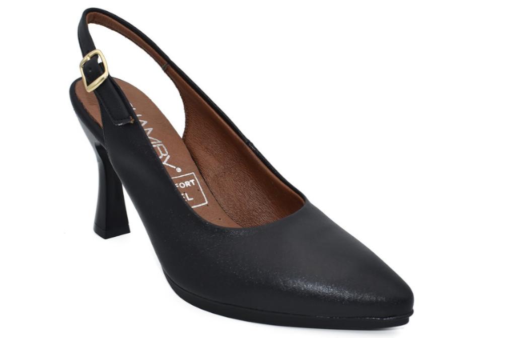 Zapatos de Tacón Destalonados Chamby 4251 negro Mujer | Slingback de Piel Tacón Alto para Fiesta