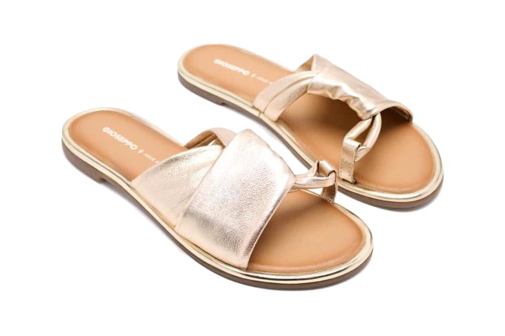 Sandalias Planas Gioseppo Whately 74308 Platino de Piel con Detalle Metalizado para Mujer