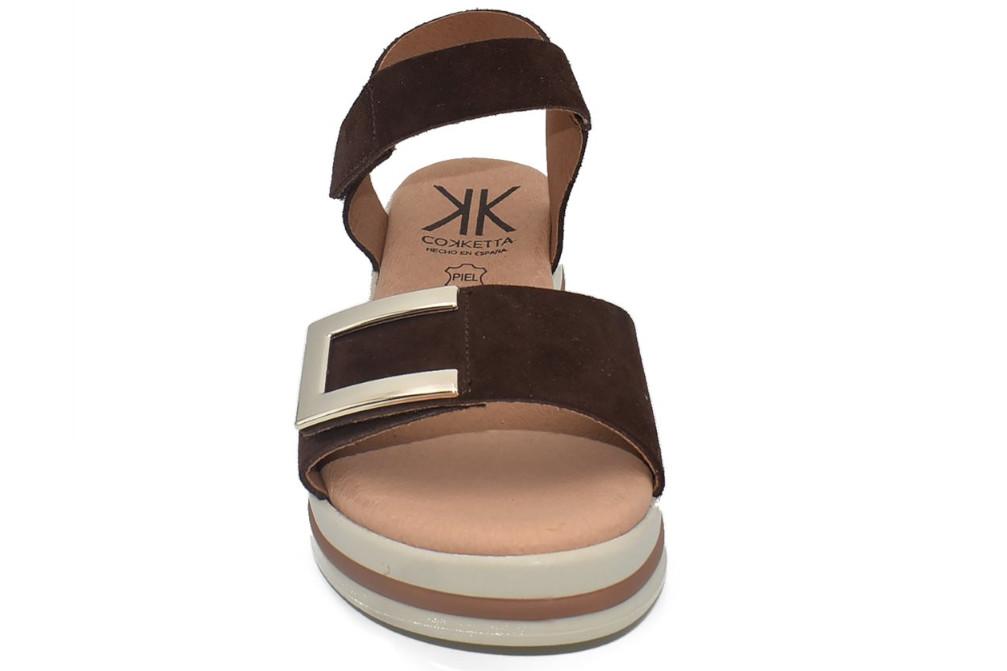 Sandalias de Cuña Cokketa 927 de Ante Marrón para Mujer